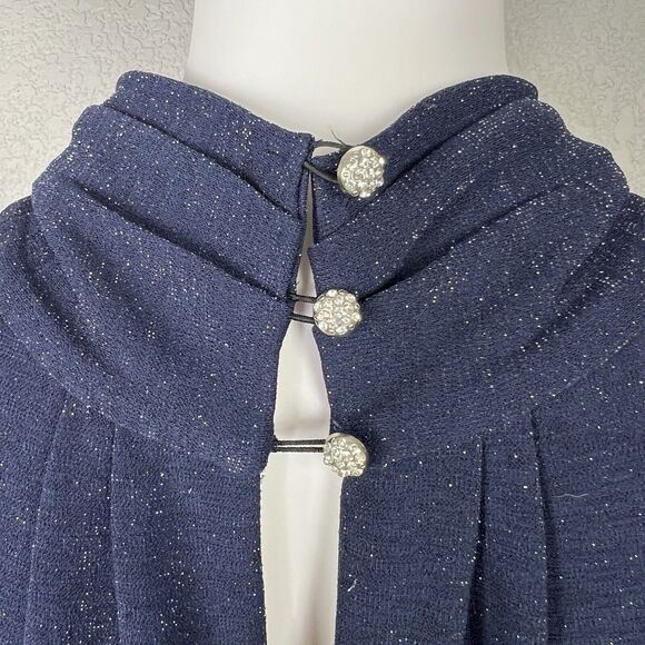 Tahari ASL Size 16 Formal Gown Navy Metallic Sparkle Sleeveless Long Maxi - Picture 8 of 9